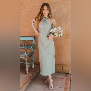 Show Me Your MuMu Sage Green Halter Midi Dress